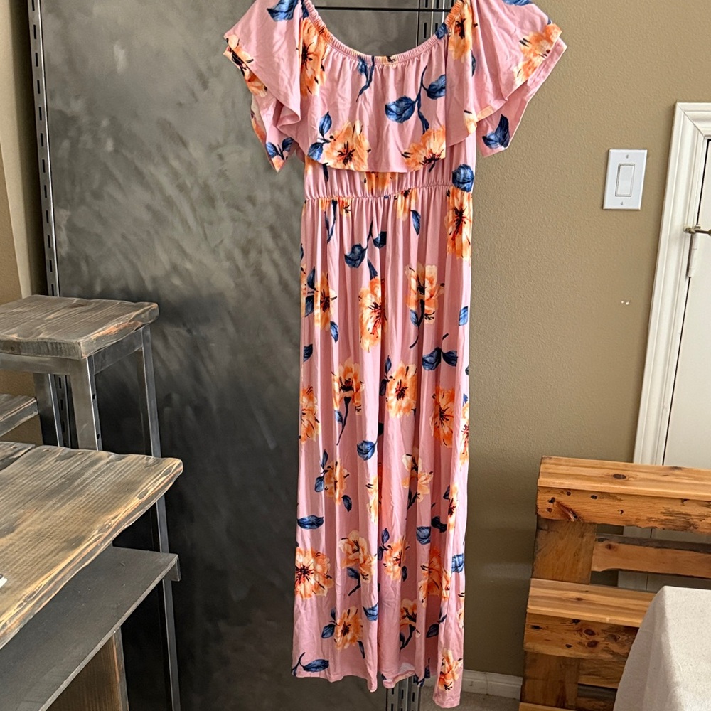 Motherhood Maternity Pink and Blue Floral Dress